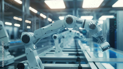 High tech robotic machinery equipped with sensors in an industrial setting suggesting advanced automation in a manufacturing or research facility.