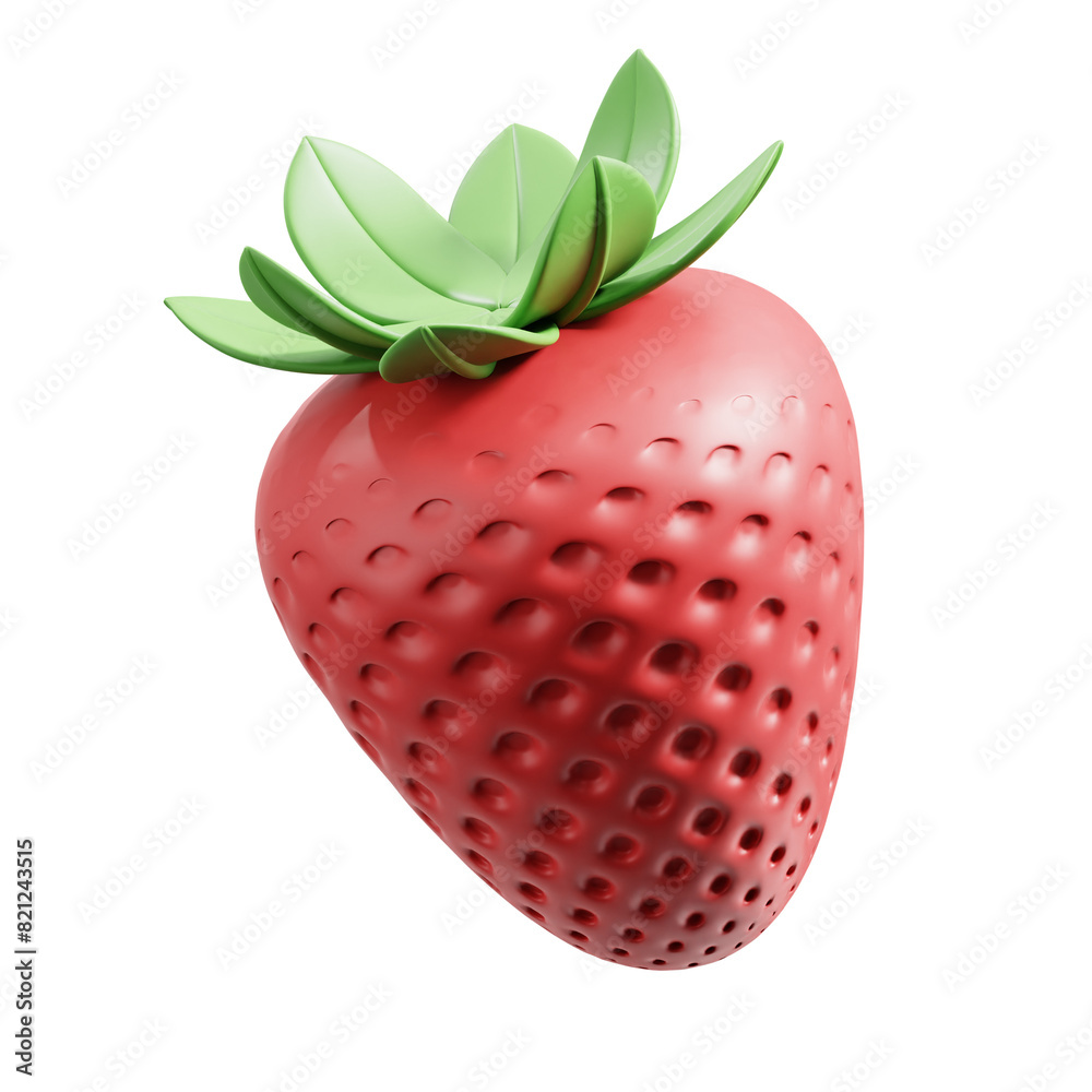 PNG 3D Strawberry icon isolated on a white background