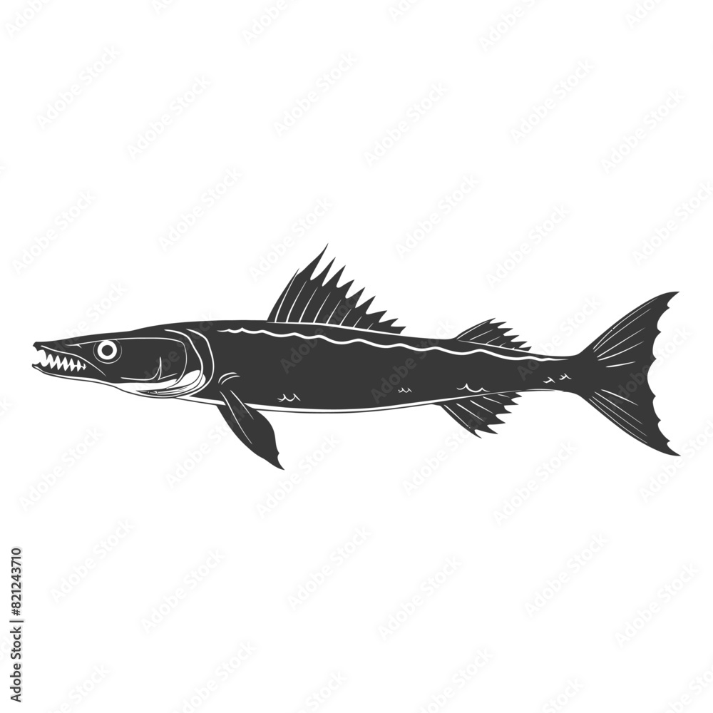 Silhouette Barracuda animal black color only Silhouette Barracuda animal black color only