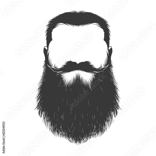 Silhouette beard hair mustache man only black color only