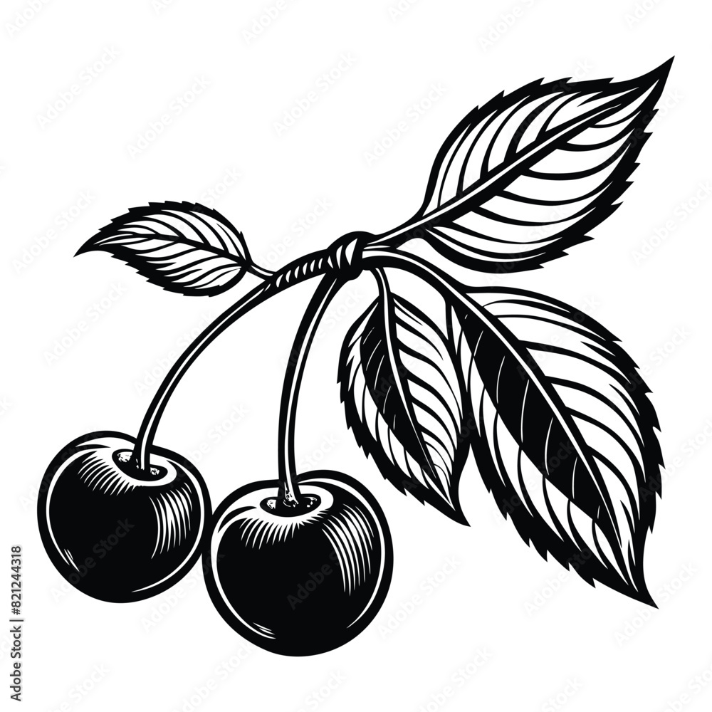 clean minimalistic cherry branch retro style.eps clean minimalistic cherry branch retro style.eps