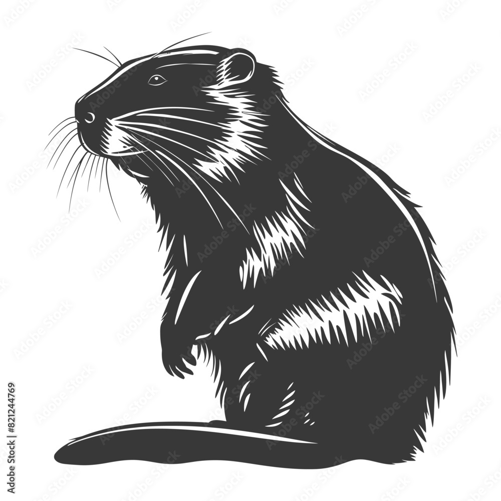 Silhouette beaver animal black color only Silhouette beaver animal black color only