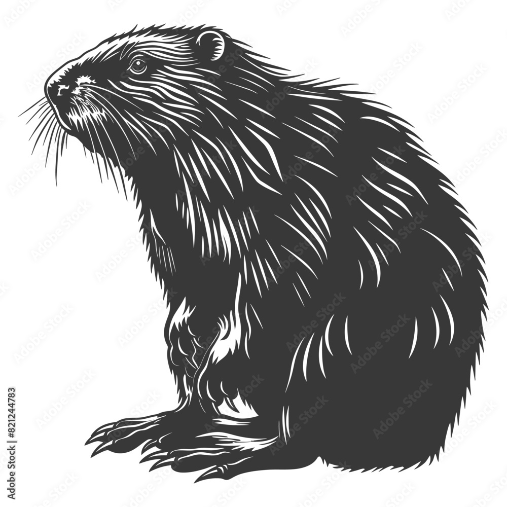 Silhouette beaver animal black color only Silhouette beaver animal black color only