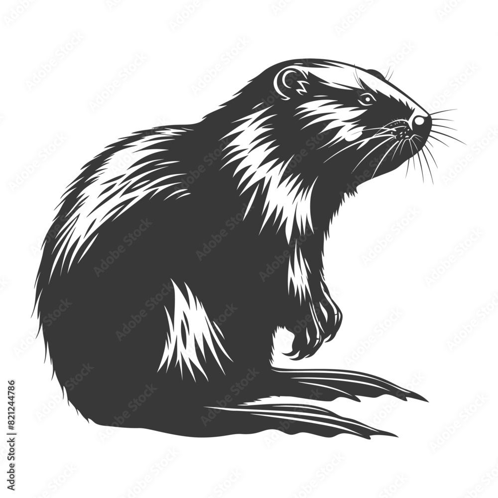 Silhouette beaver animal black color only Silhouette beaver animal black color only
