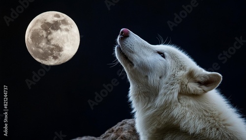 generative ai of white wolf howling at the moon