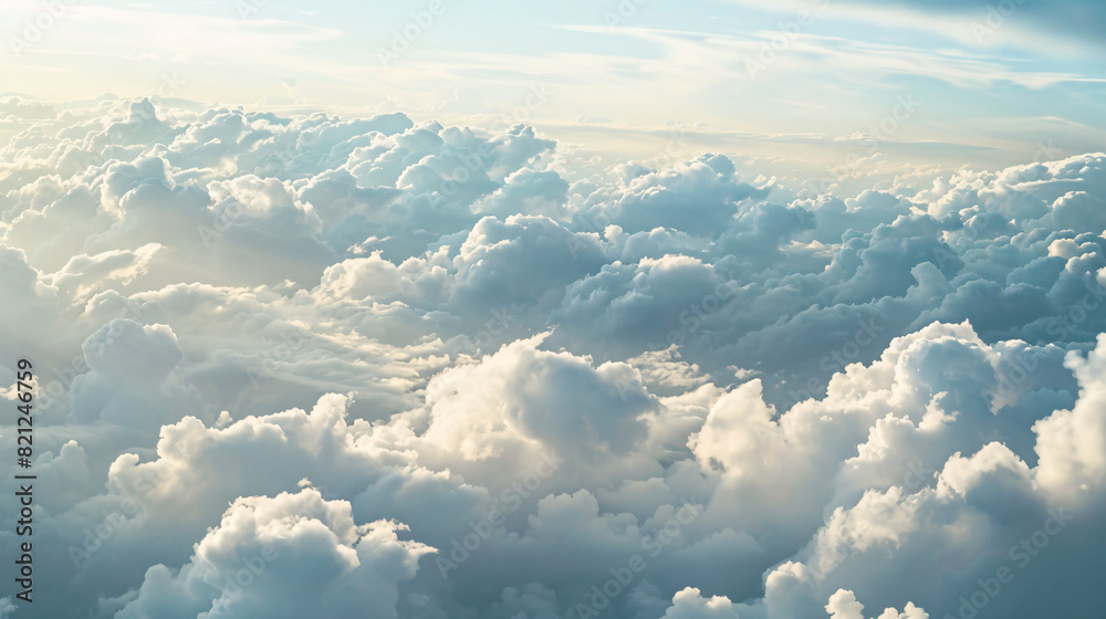 Cloudscape in the sky. A breathtaking view of fluffy clouds in the sky illuminated by sunlight. Cloudscape in the sky. A breathtaking view of fluffy clouds in the sky illuminated by sunlight.