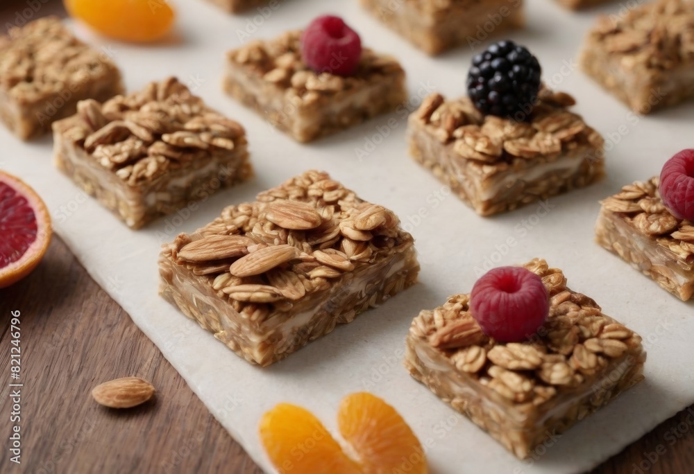 Fototapeta premium Healthy Granola Yogurt Bars with Fresh Berries