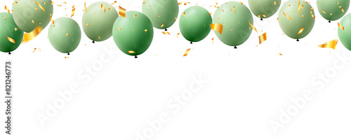 celebration party banner with green balloons background vector illustration. card luxury greeting design