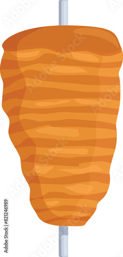 Flat design icon of a vertical rotisserie shawarma meat spit, commonly used in middle eastern cuisine