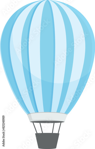 Vector illustration of a bluestriped hot air balloon on a white background, portraying calm skies photo