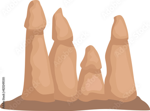 Group of phallic objects are on the ground