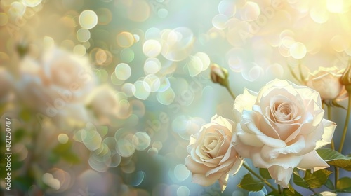 Fototapeta Naklejka Na Ścianę i Meble -  white roses on a blurred background with bokeh