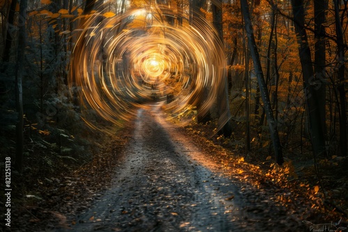 Enchanted Forest Path with Magical Portal photo