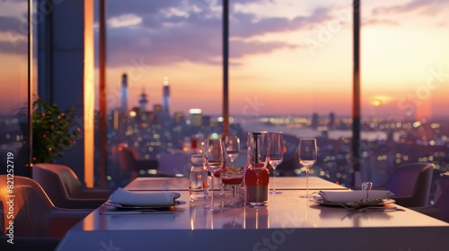 food in a restaurant with panoramic view over the city. © Johannes