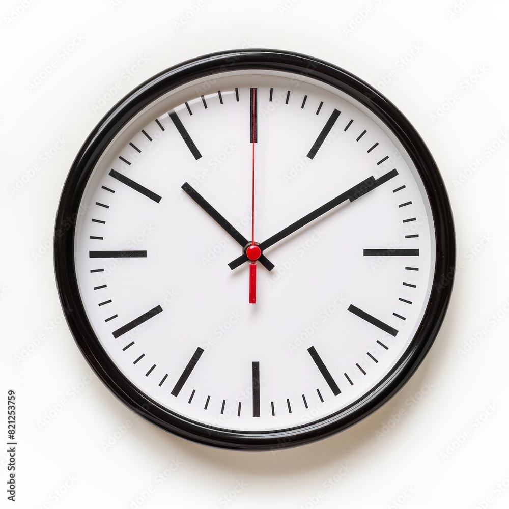 Modern Wall Clock Isolated on a White Background. Generative AI. Modern Wall Clock Isolated on a White Background. Generative AI.