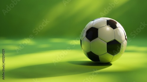 soccer ball on a glowing green background , room for copy © Johannes