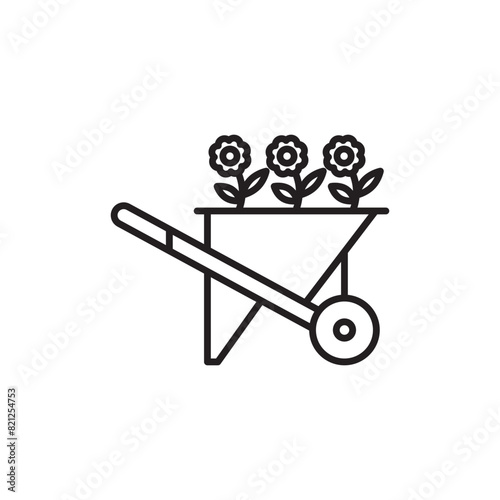 Wheel barrow icon design with white background stock illustration