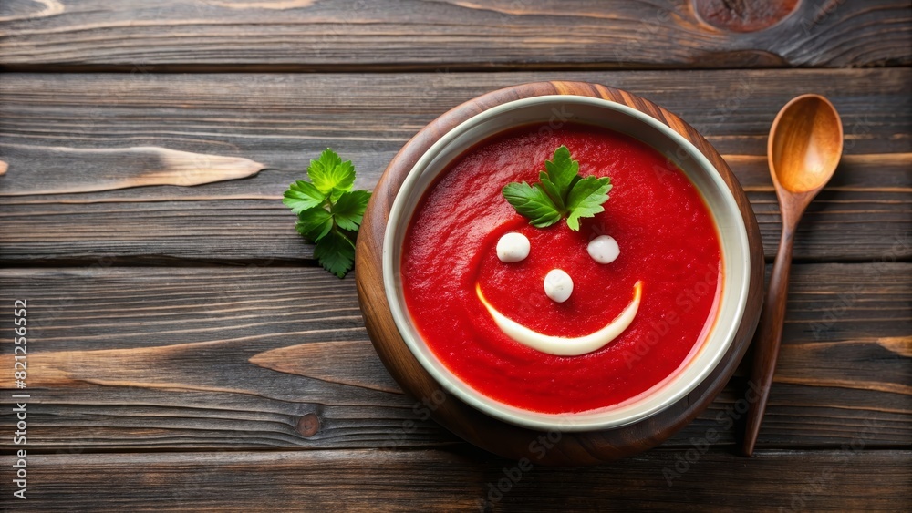 Funny food. Cream soup with vegetable smiley puree soup with a smile as decoration. Funny food. Cream soup with vegetable smiley puree soup with a smile as decoration.