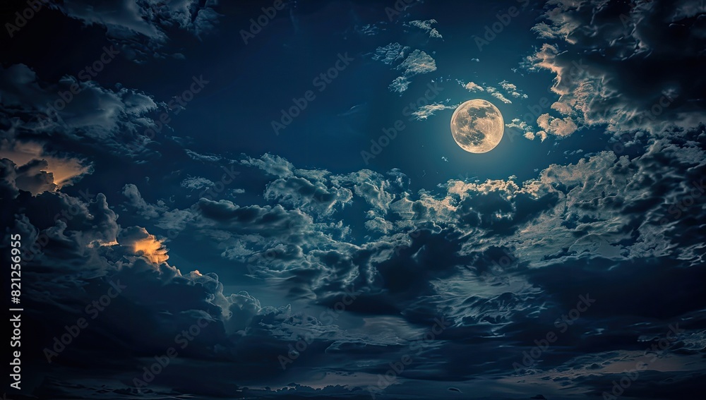 Ethereal Moonlight Through Clouds