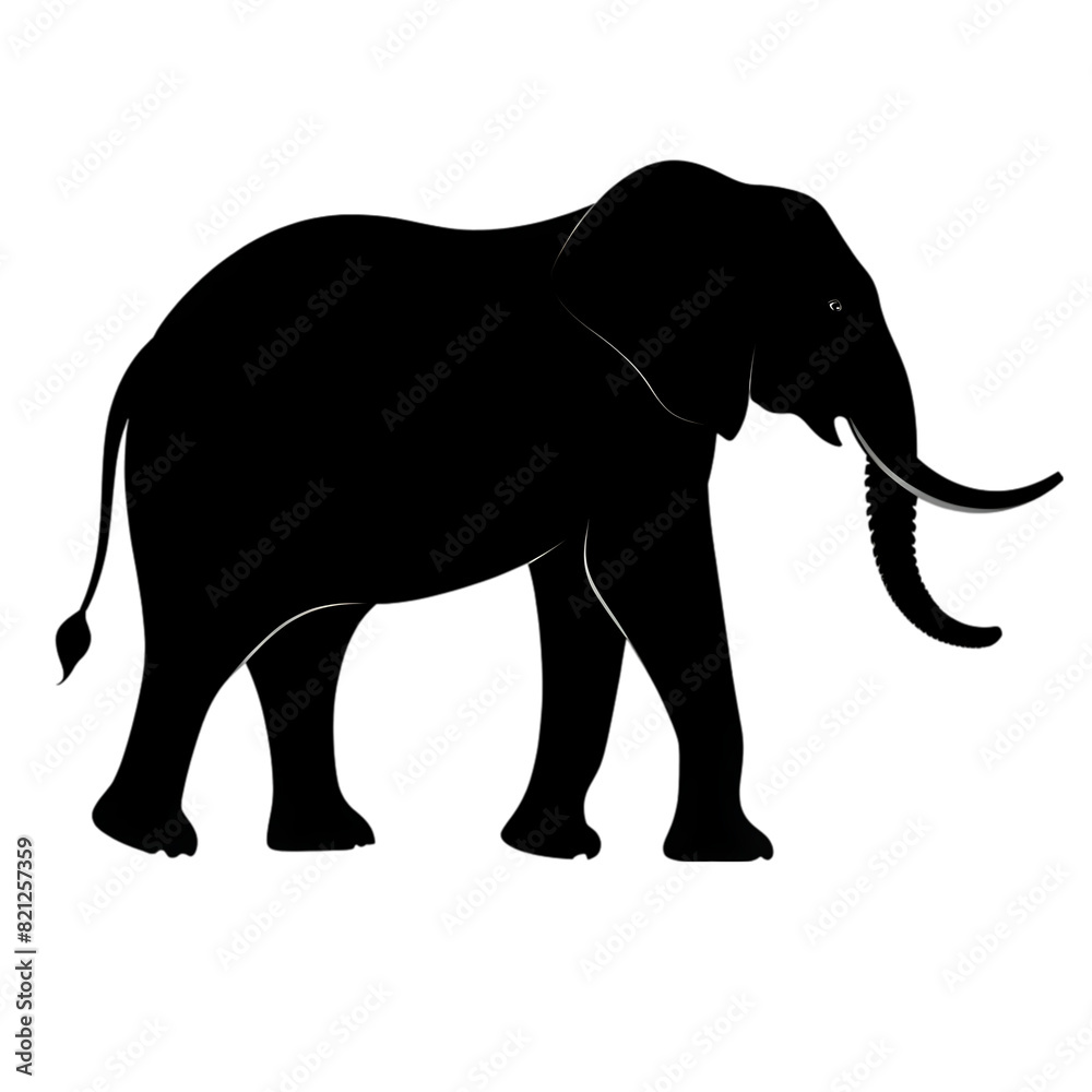 Fototapeta premium elephant silhouette on transparent bg