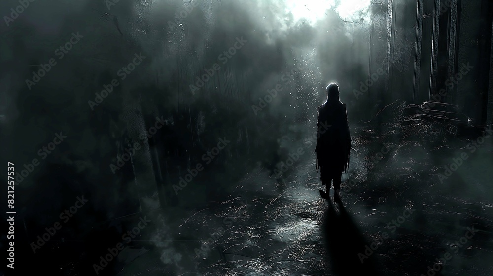 Obraz premium Whispers of the Shadowed Grove, Veil of Obscurity, Echoes of the Forgotten