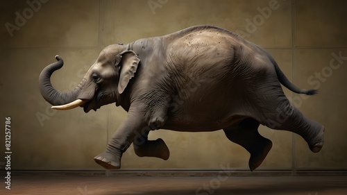 Renaissance sculpture of An elephant gracefully leaping through the air for a layup