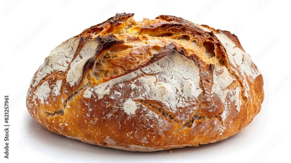 Freshly baked bread loaf with crusty texture, isolated on white background, copy space for text, culinary concept, high detail, vibrant colors, high resolution Freshly baked bread loaf with crusty texture, isolated on white background, copy space for text, culinary concept, high detail, vibrant colors, high resolution