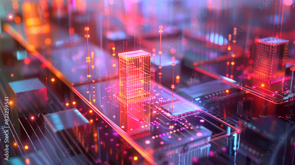 Dynamic visualization of quantum computing mechanisms, featuring qubits in a high-tech environment Dynamic visualization of quantum computing mechanisms, featuring qubits in a high-tech environment