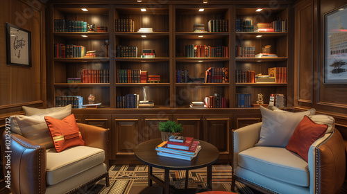 A charming reading nook hidden in the corner of the hall, equipped with a wide selection of books for guests who want to escape from reality during their stay. © Sawyer0