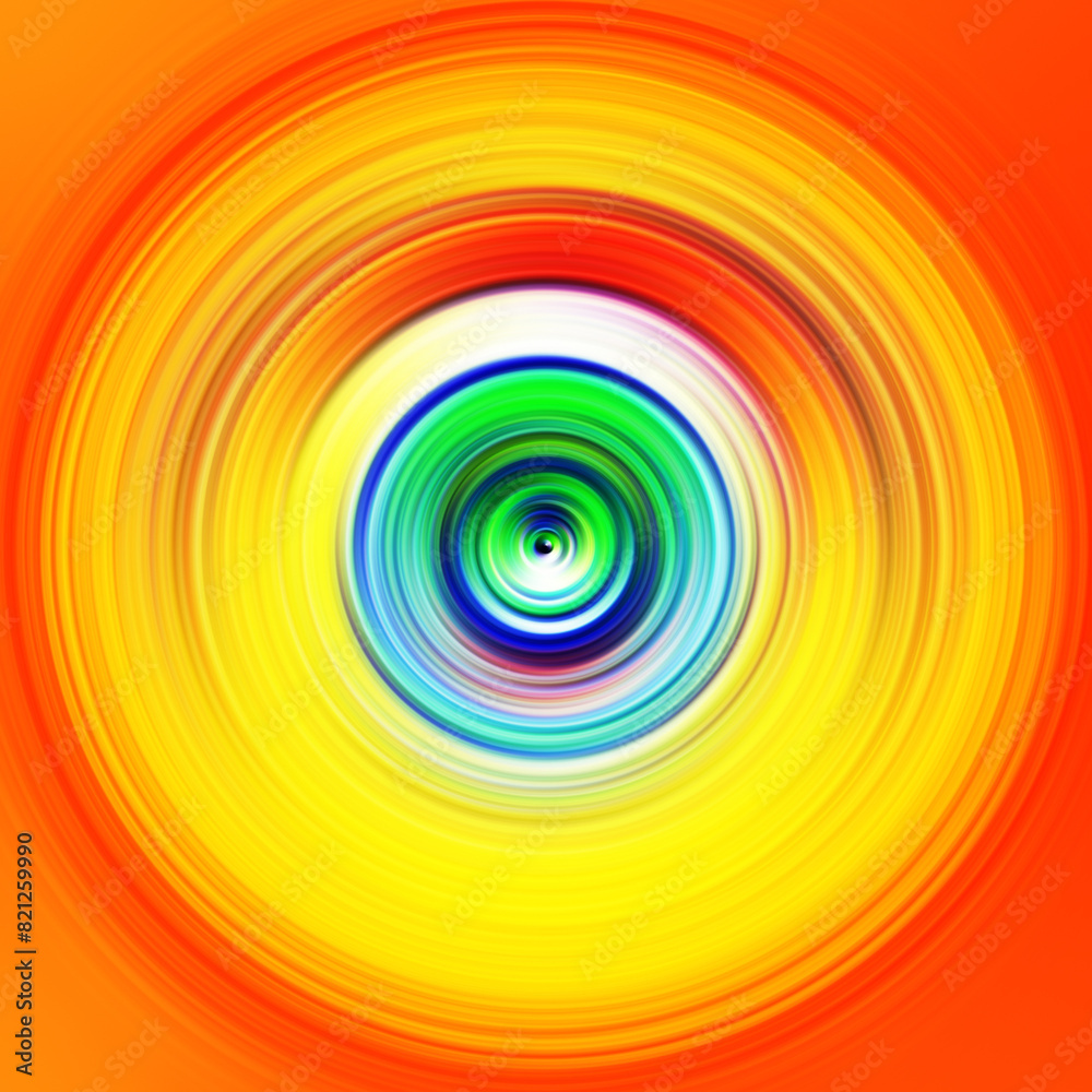 Colorful radial motion effect. Abstract rounded background. Color curves and sphere.