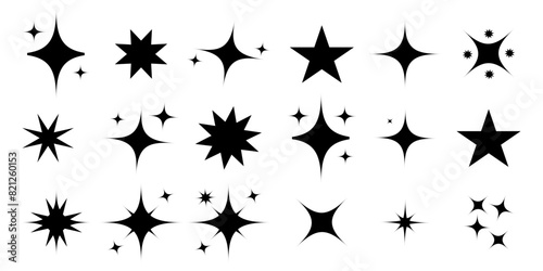 twinkle star, Minimalist silhouette stars icon, twinkle star shape symbols. Modern geometric elements, shining star icons, abstract sparkle black silhouettes symbol set vector illustration, eps10