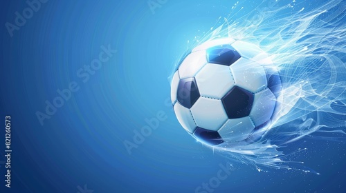 active sport blue background with a football soccer ball