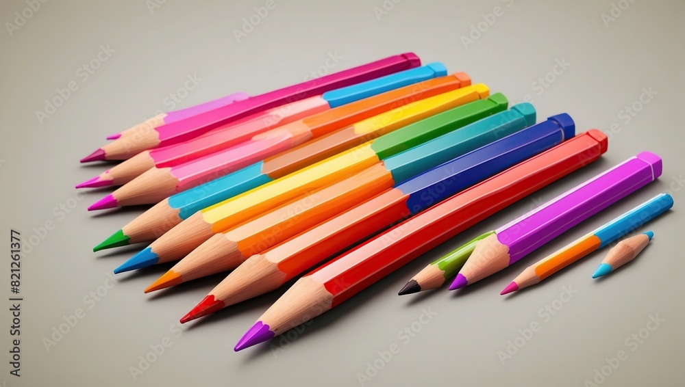 A group of colored pencils of different sizes and colors.

