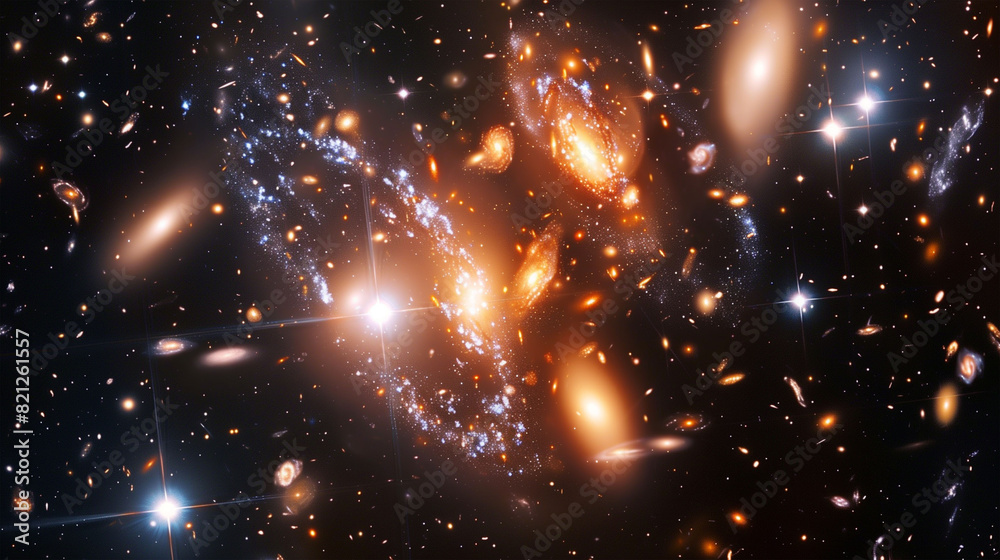 Obraz premium Deep space observatory capturing breathtaking cosmic events, from supernovae to colliding galaxies