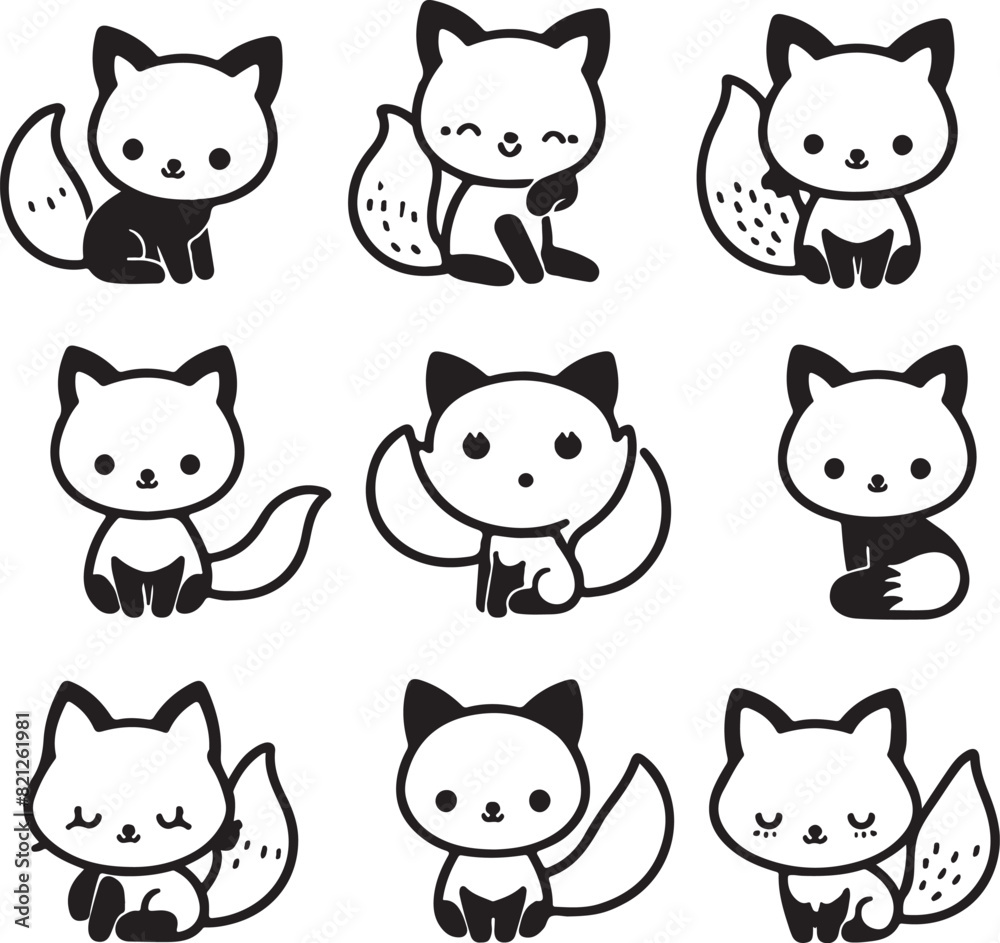 cute fox bundle vector cute fox bundle vector