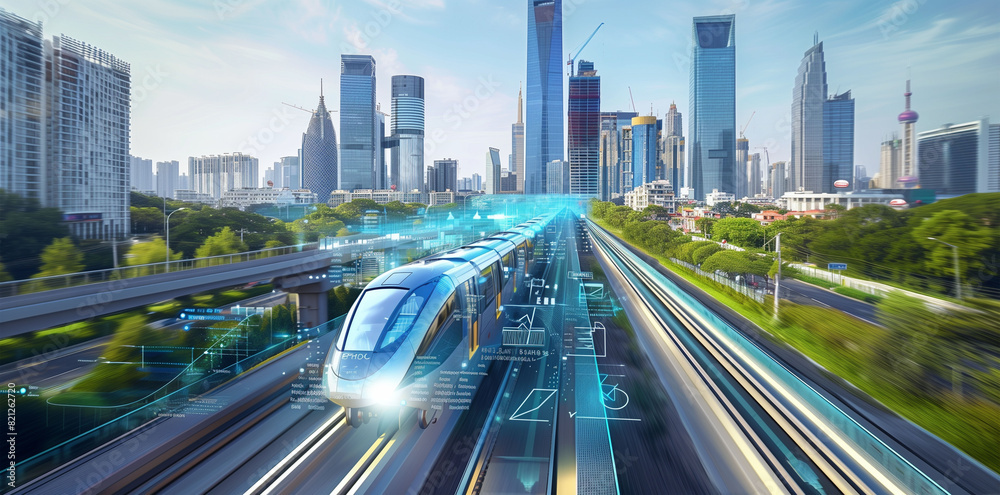 High-speed train network interface, visualizing the seamless ...