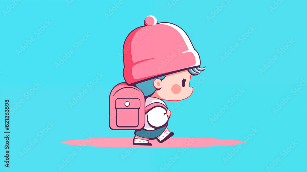 Hand drawn cartoon illustration of cute child carrying schoolbag
Hand drawn cartoon illustration of cute child carrying schoolbag