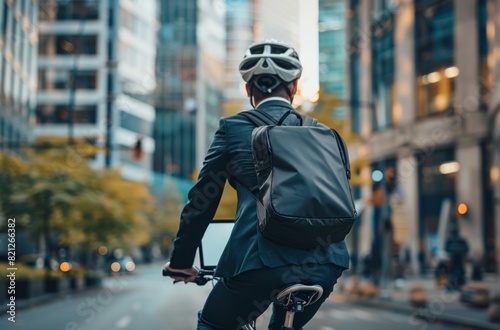 Man Riding Bike Down City Street