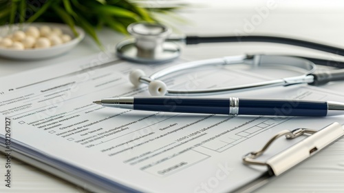 Pen and Stethoscope on Paper