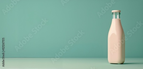 Bottle of Milk on Blue Background