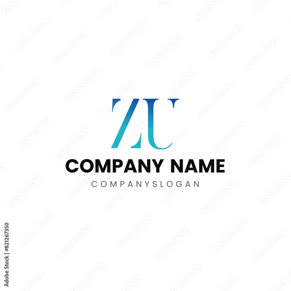 Letter ZU initial logo design 