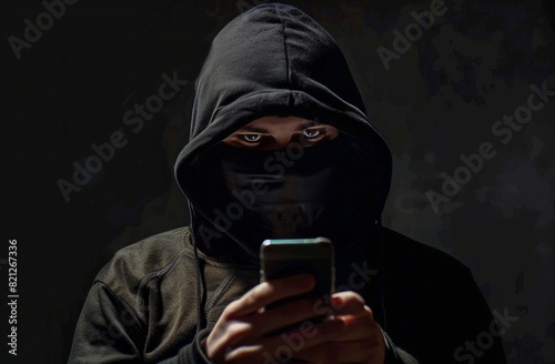 Person Wearing Black Hood Holding Cell Phone