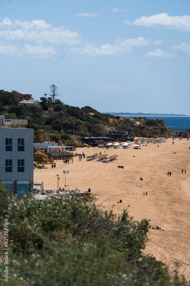 Praia do Peneco beach, Albufeira, Algarve, Portugal. Praia dos Pescadores beach. Fishermen, sunny day