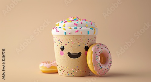 A Cup of Coffee With Sprinkles and a Doughnut