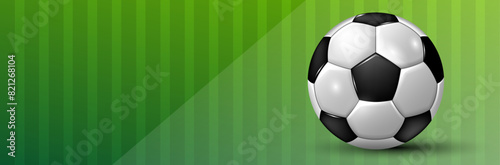 Football field and soccer ball. Blank template for placing text or other content. Vector illustration.
