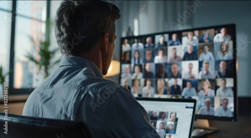 A Man During a Video Conference photo