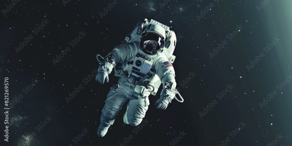 Fototapeta premium Astronaut Floating in Space With Stars