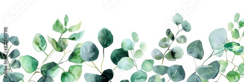 Watercolor Greenery Border for Wellness and Spa Designs Generative AI