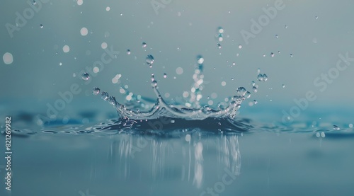 Water Splash on Blue Background