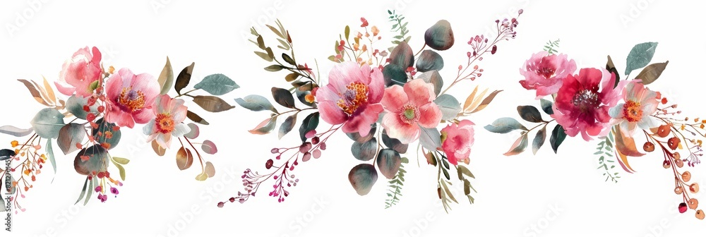 Watercolor Floral Arrangements for Botanical Illustrations Generative AI